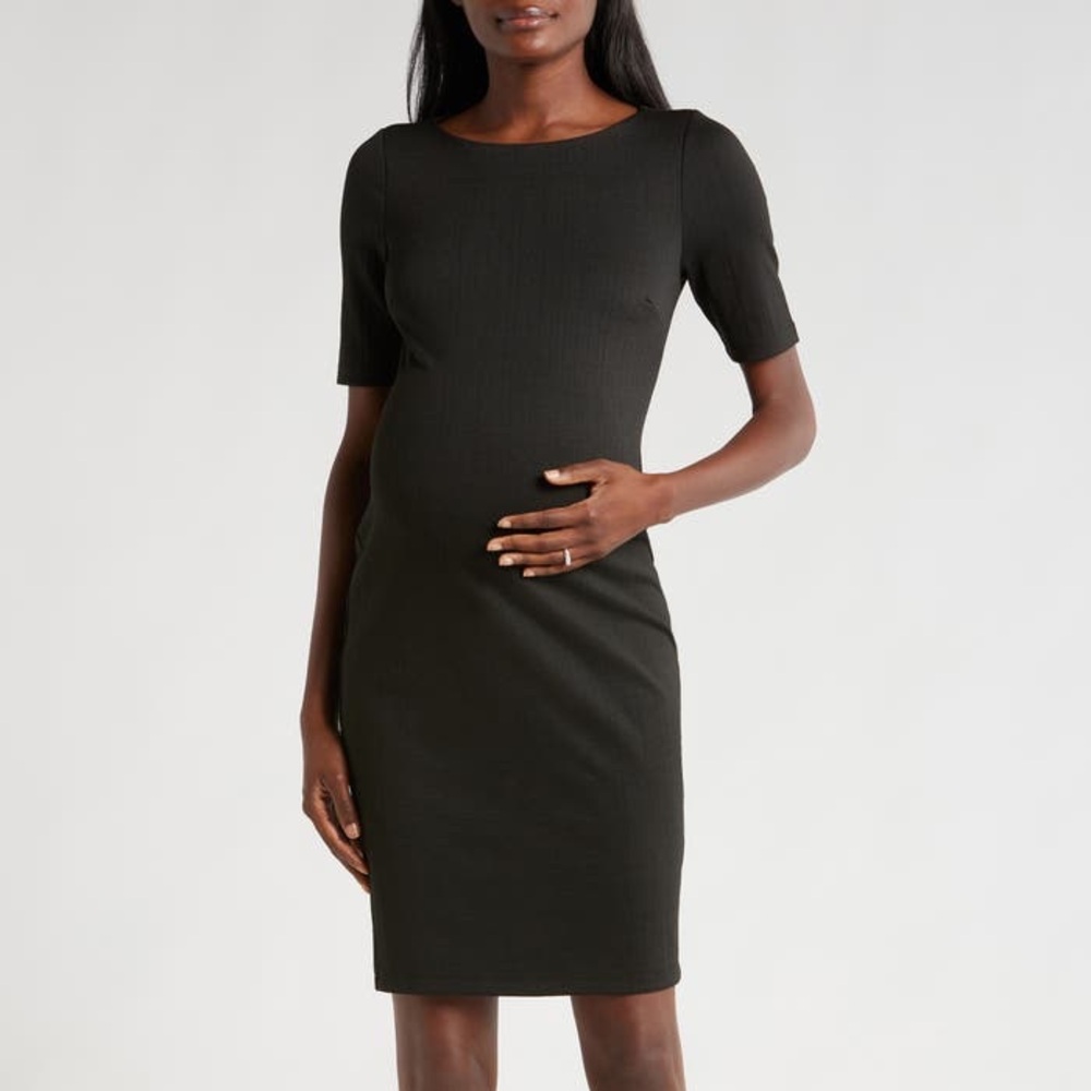 A Pea in the Pod Textured Maternity Ponte Dress